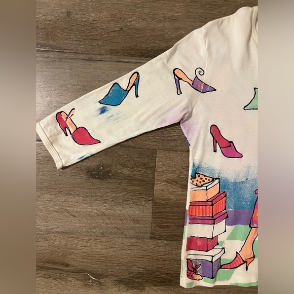 VINTAGE Kolorway USA Hand Painted 3/4 Sleeve Shirt fashion shoes girl - Picture 2 of 7